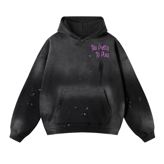 Vintage Washed Frayed Fleece Hoodie
