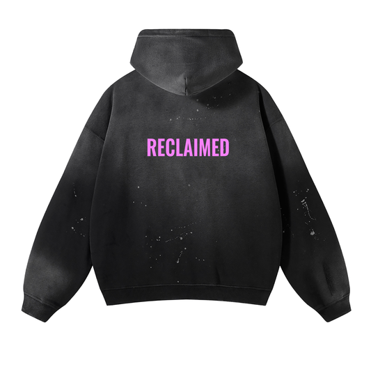 Vintage Washed Frayed Fleece Hoodie